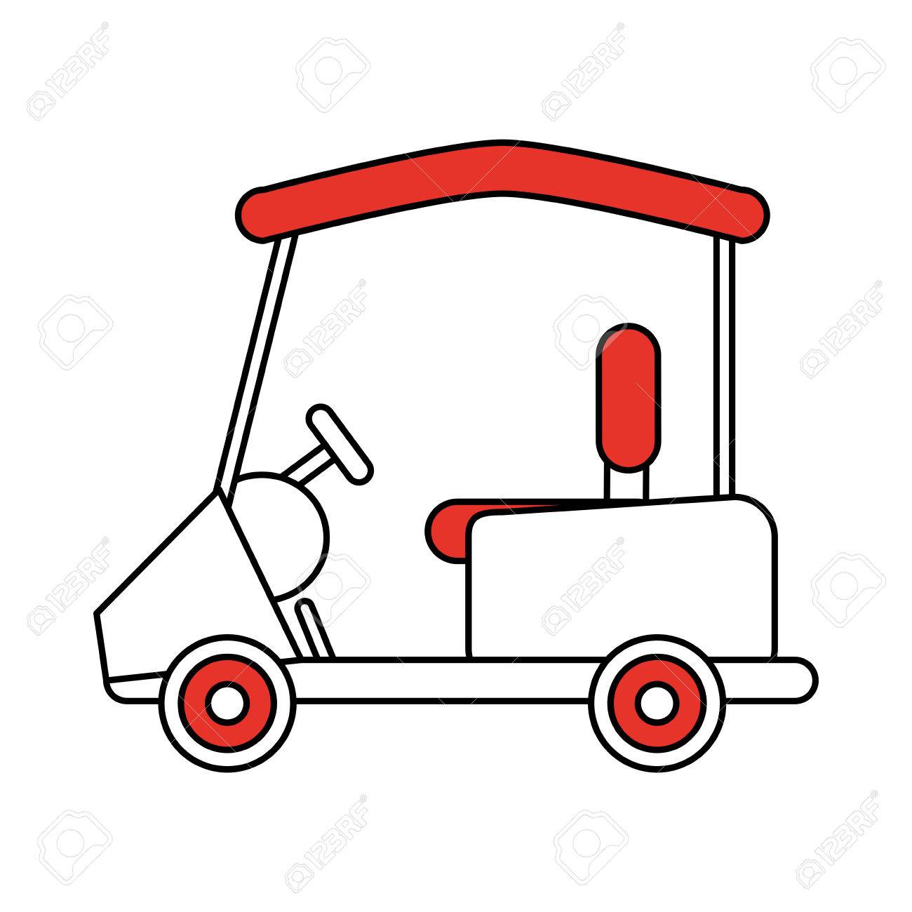 1300x1300 Color Silhouette Cartoon Golf Cart Vehicle Vector Illustration