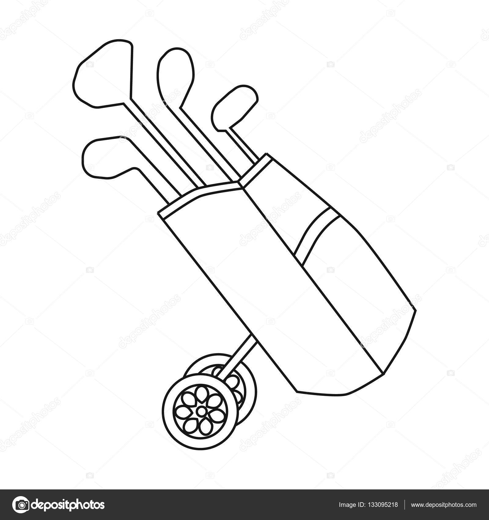 1600x1700 Golf Bag Wheels With Clubs Icon In Outline Style Isolated
