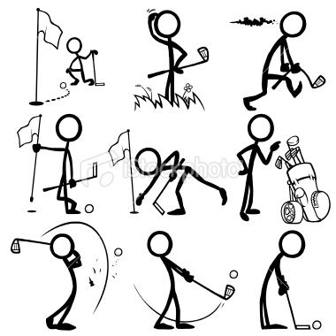 380x380 Stickfigures Playing Golf Vector Art, Art Illustrations And Golf