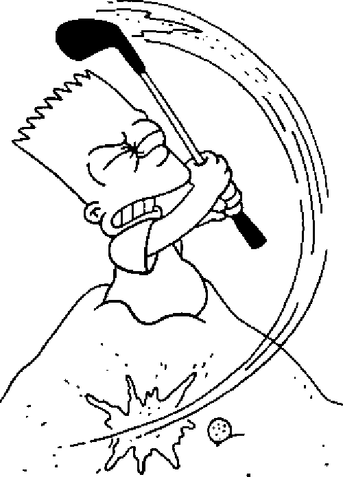 500x695 Coloring Bart Is Playing Golf Picture