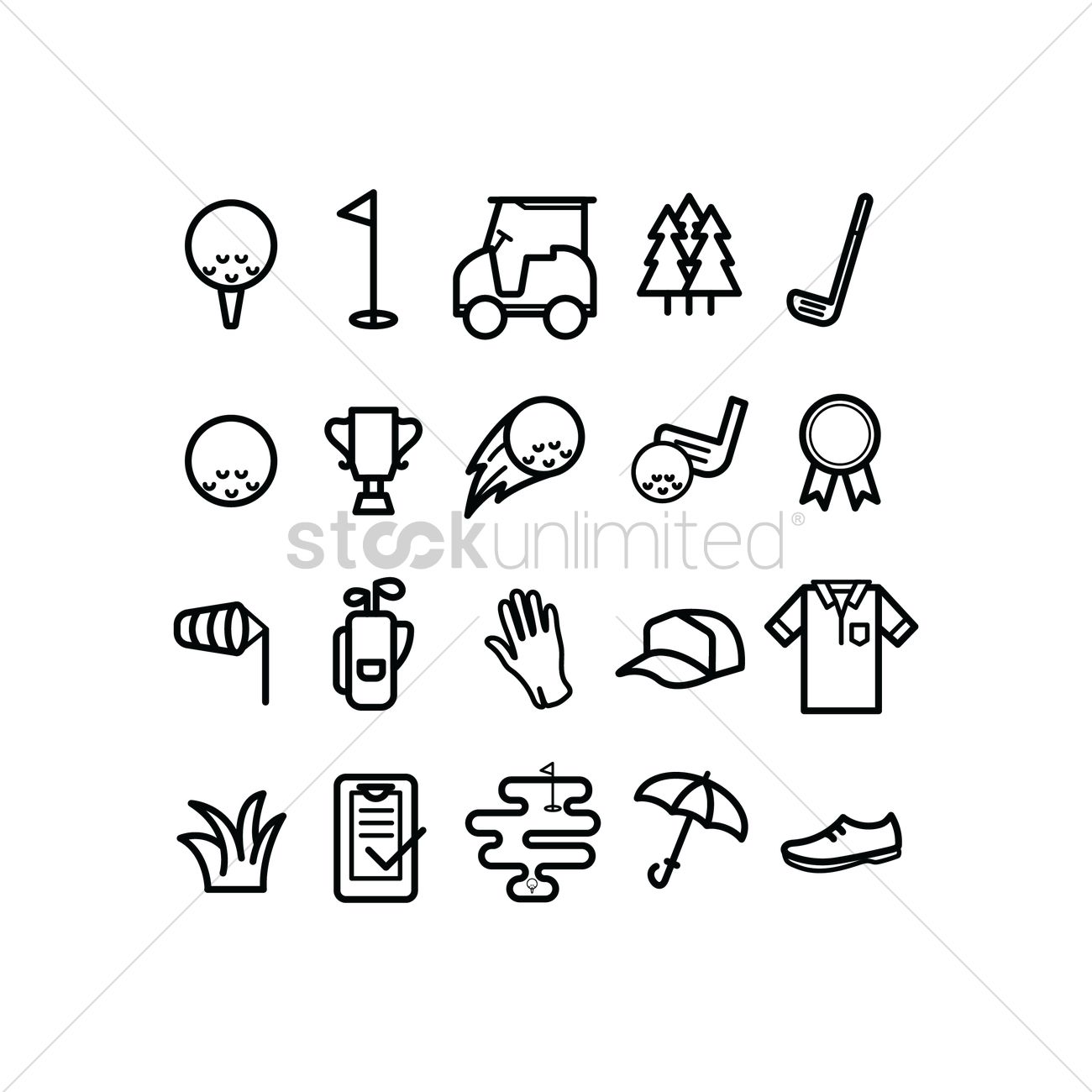 1300x1300 Golf Icons Collection Vector Image