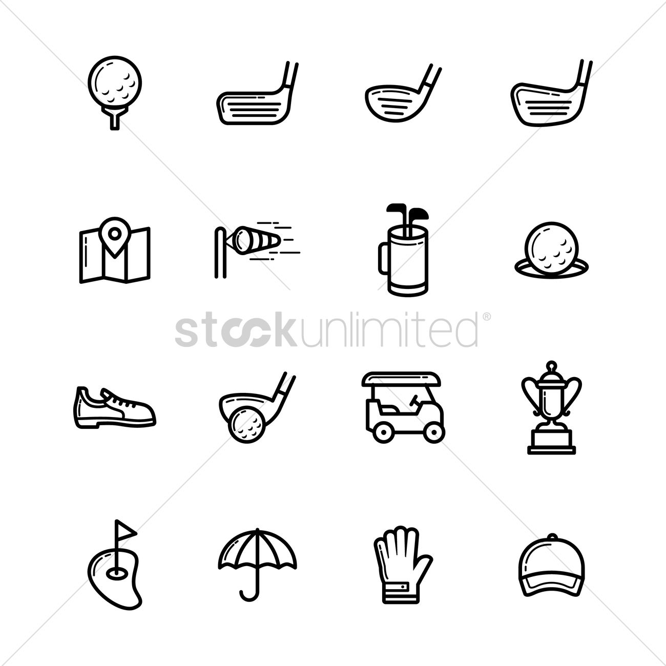 1300x1300 Set Of Golf Icons Vector Image