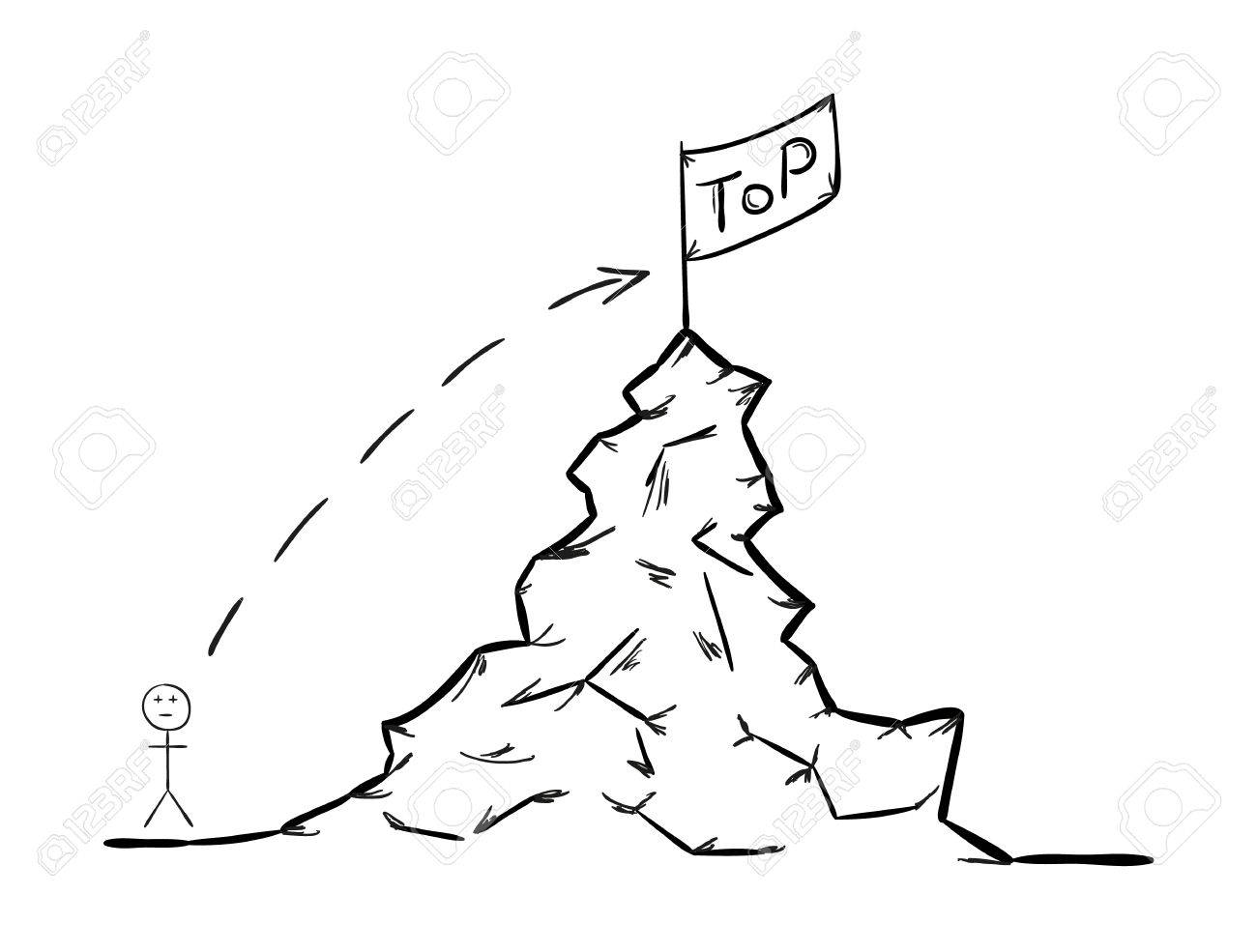1300x985 Sketch Of The Rising To The Top, Man With The Rock And Flag