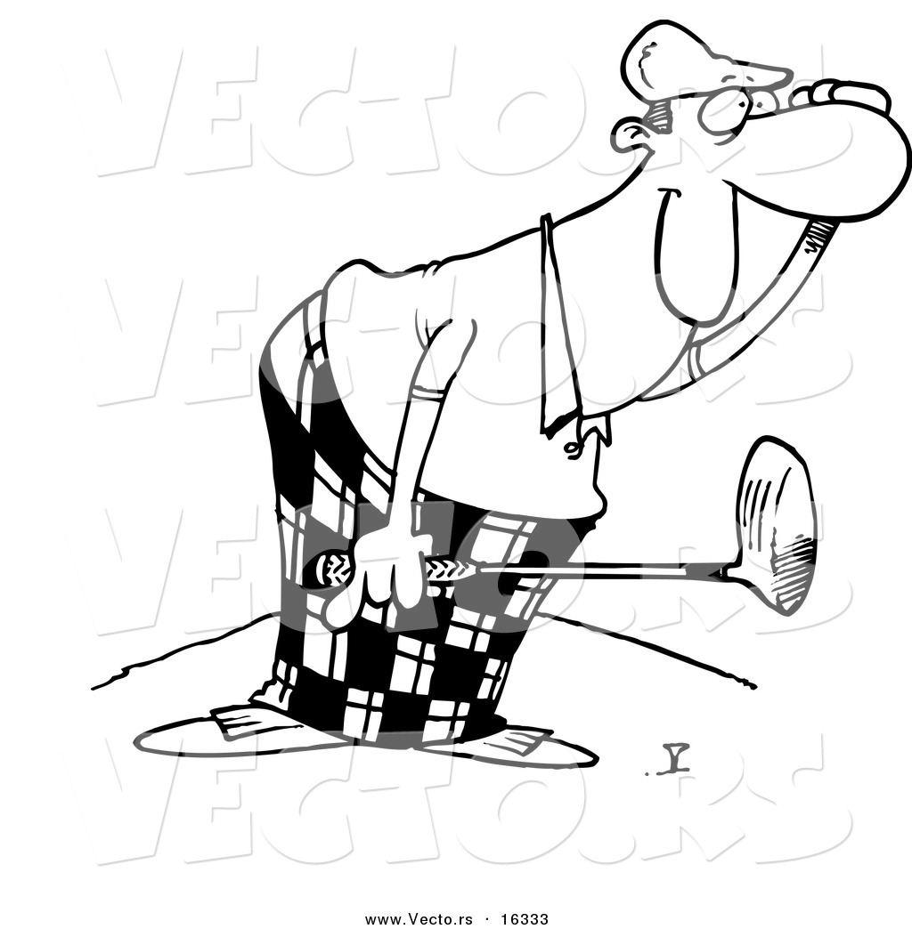 1024x1044 Vector Of A Cartoon Male Golfer Watching