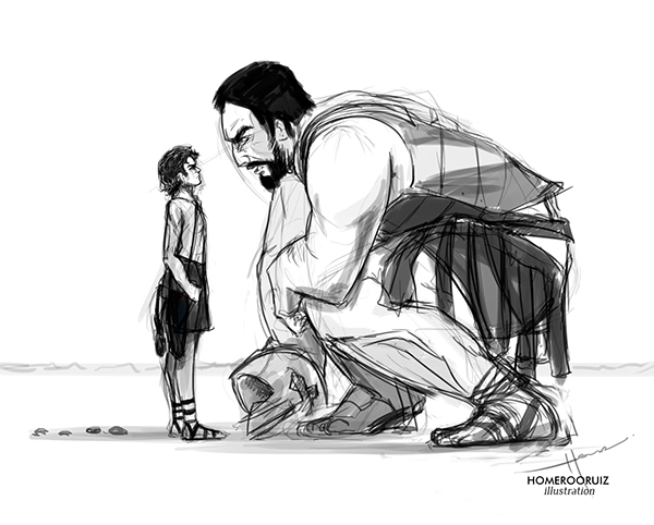 600x482 Illustration Sketch David And Goliath On Behance