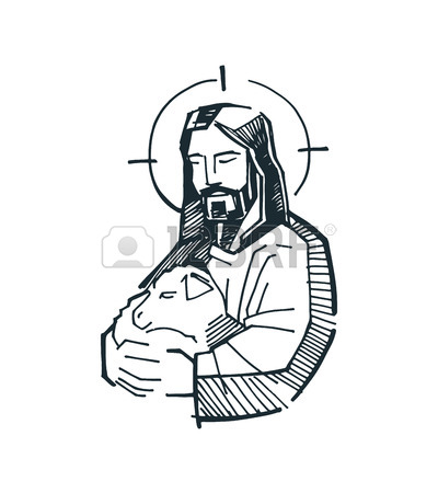 400x450 Hand Drawn Vector Illustration Or Drawing Of Jesus Good Shepherd