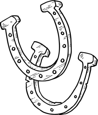 411x480 Horseshoes That Bring Good Luck Coloring Page Free Printable