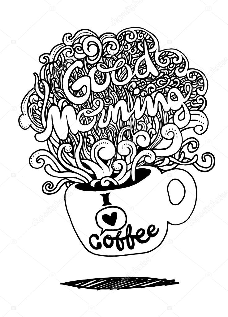 737x1024 Good Morning Sketch With Cup Of Coffee Stock Vector 9george