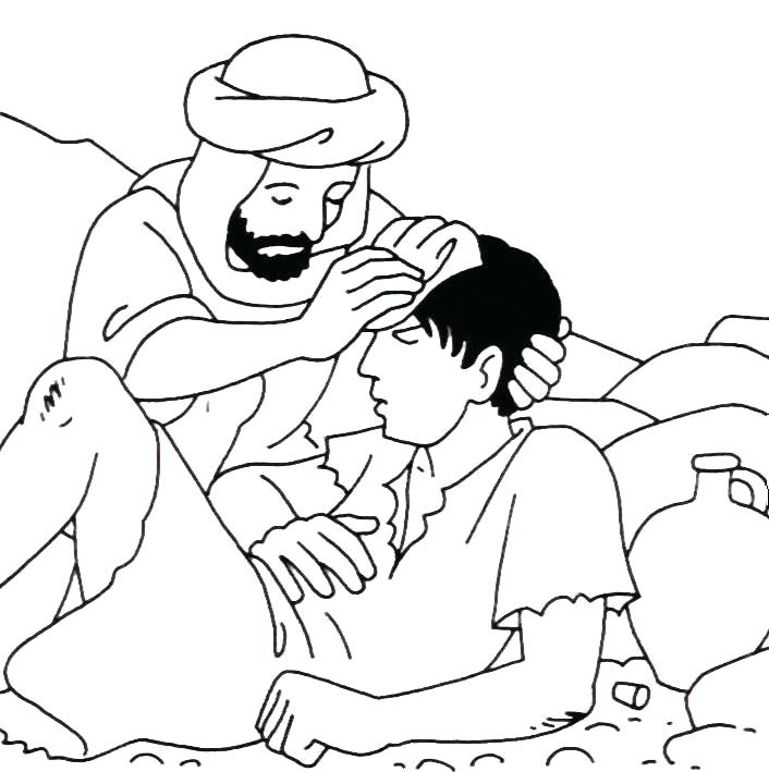 706x709 The Parable Of The Good Samaritan Coloring Page