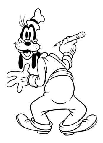 348x480 Goofy Is Drawing Coloring Page Free Printable Coloring Pages