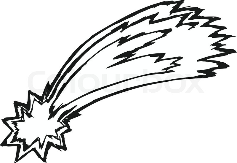 800x549 Hand Drawn, Sketch, Cartoon Illustration Of Comet Stock Vector