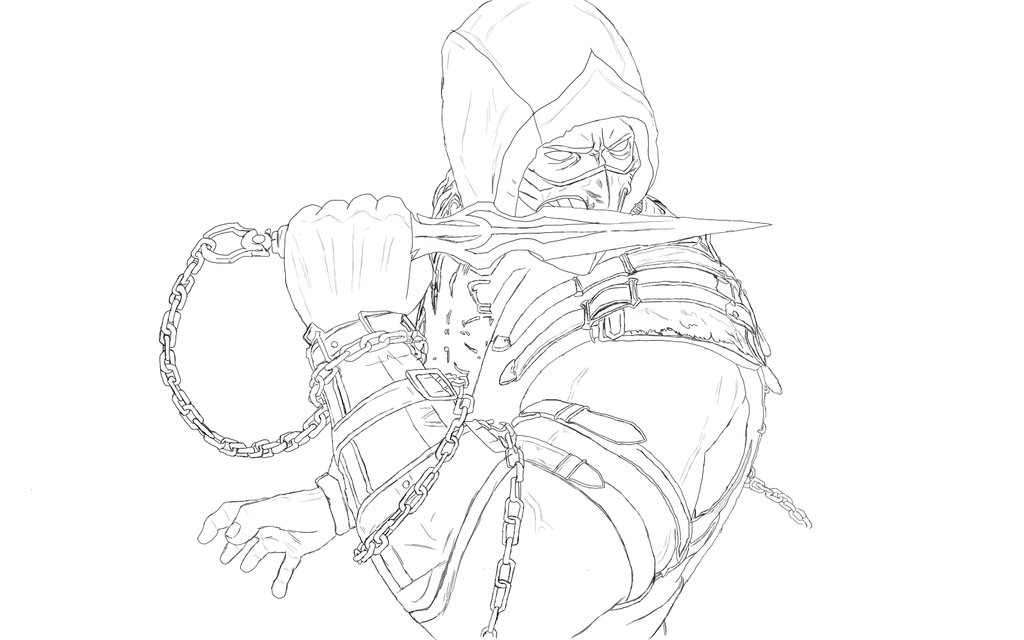1024x640 Scorpion Mortal Kombat Drawing