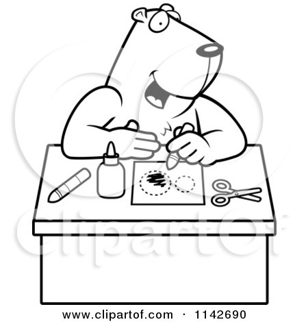 450x470 Cartoon Clipart Of A Black And White Arts And Crafts Gopher