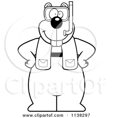 450x470 Cartoon Clipart Of An Outlined Gopher In Scuba Gear