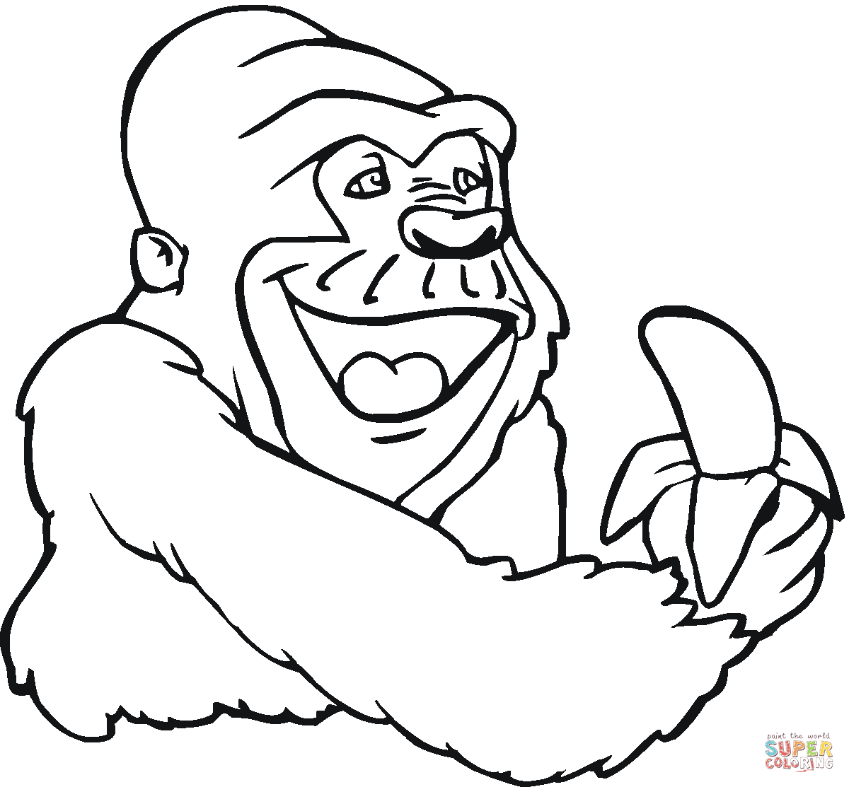 1200x1113 Gorilla Holds Banana Coloring Page Free Printable Coloring Pages