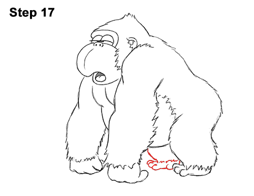 500x386 How To Draw A Gorilla (Cartoon)