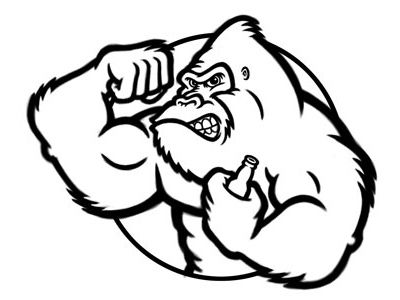 400x300 Simple Line Art Cartoon Characters Silverback Gorilla Cartoon