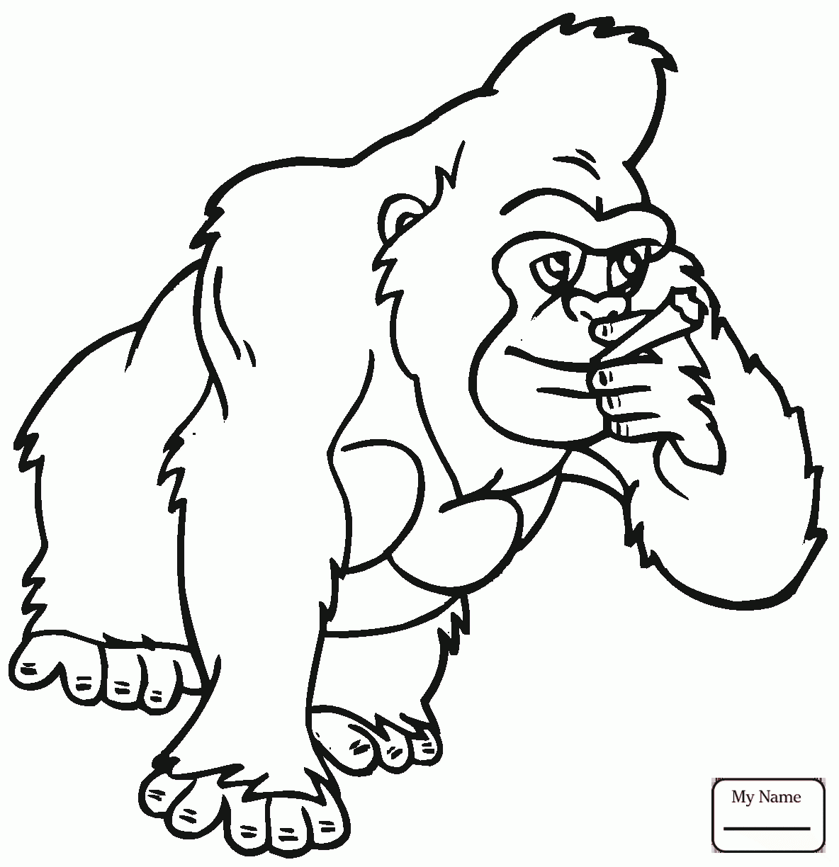 1184x1224 Cartoon Apes Gorilla Primate Mammals Coloring Pages For Kids
