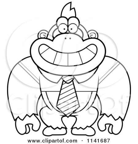450x470 Cartoon Clipart Of A Black White Gorilla Wearing A Tie