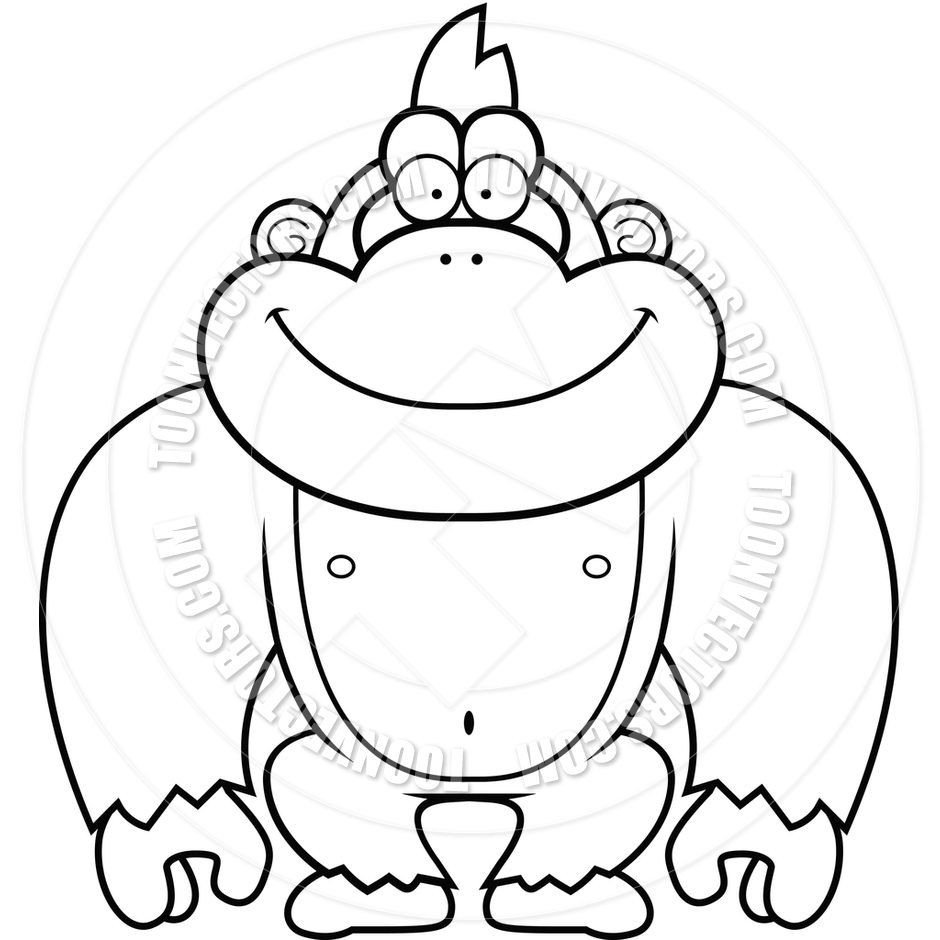 940x940 Cartoon Gorilla (Black And White Line Art) By Cory Thoman Toon