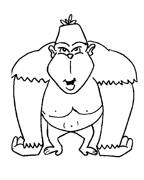 576x720 Cartoon Gorilla Coloring Page