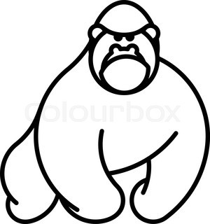 300x320 Cartoon Gorilla Beating His Chest. Vector Illustration With Simple