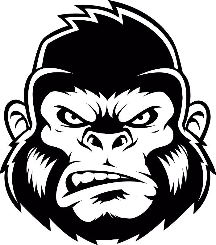 700x795 Gorilla 2 Ape Head Growling Kong Head Mean Monkey Mascot Svg