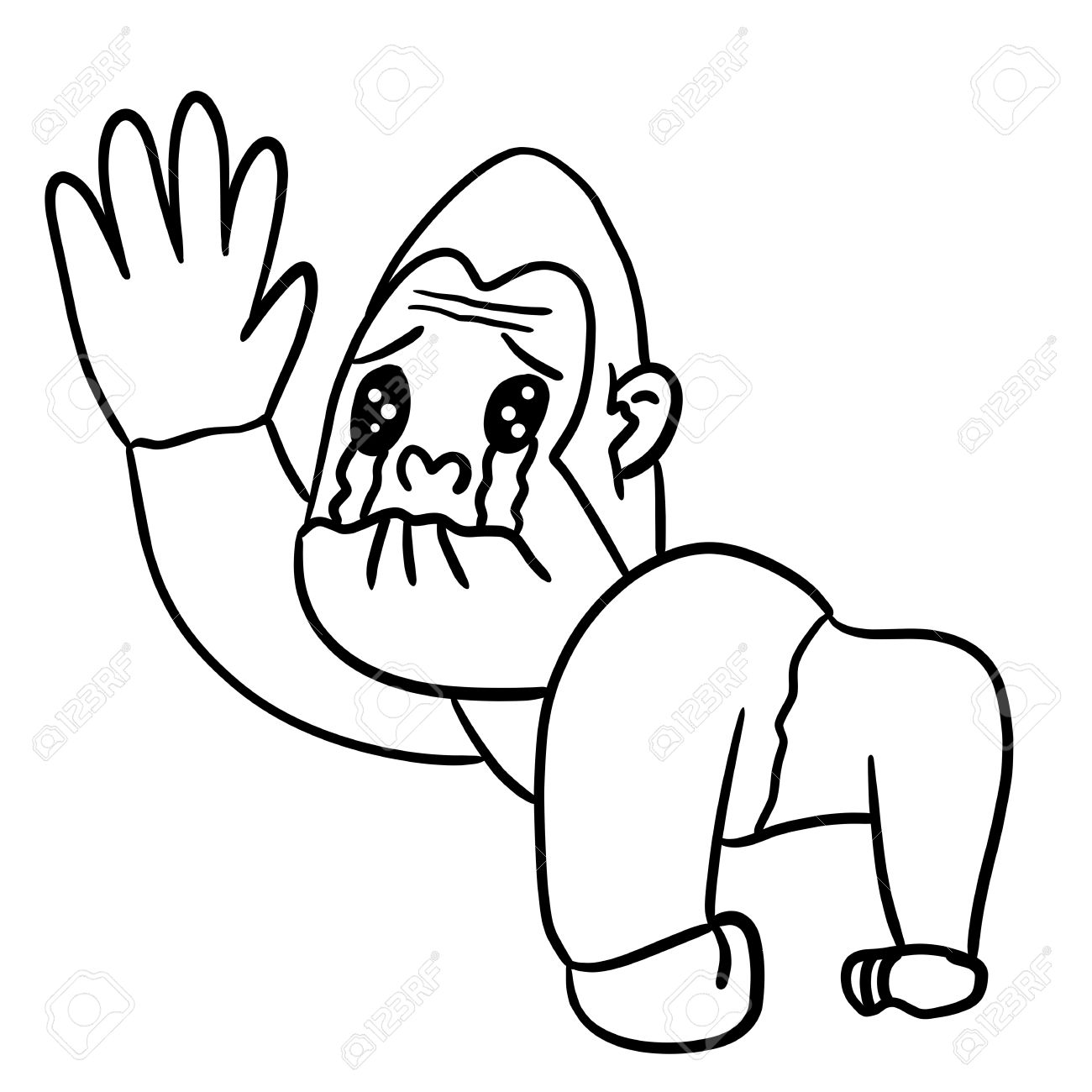 1300x1300 Drawing Line Art Gorilla Cry Stock Photo, Picture And Royalty Free