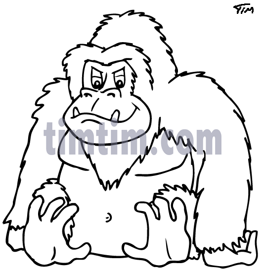 536x557 Free Drawing Of Gorilla Bw From The Category Wild Animals