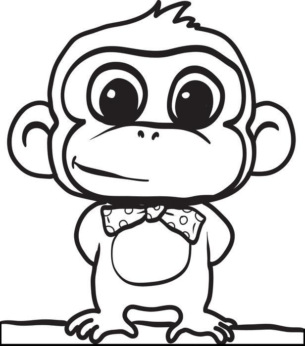 616x700 Cute Gorilla Coloring Page