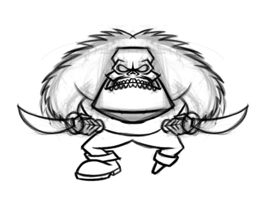 500x398 Cap'N Clobber Pirate Gorilla With Robot Skull Cartoon Character