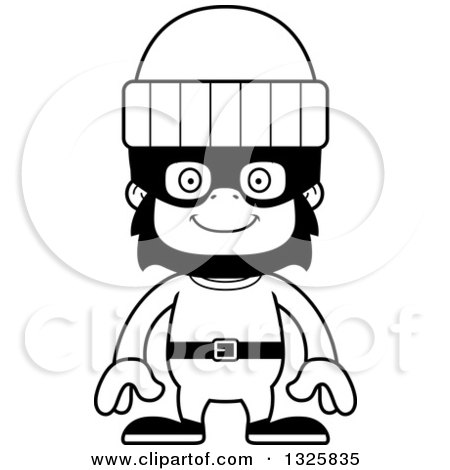 450x470 Lineart Clipart Of A Cartoon Black And White Happy Gorilla Robber