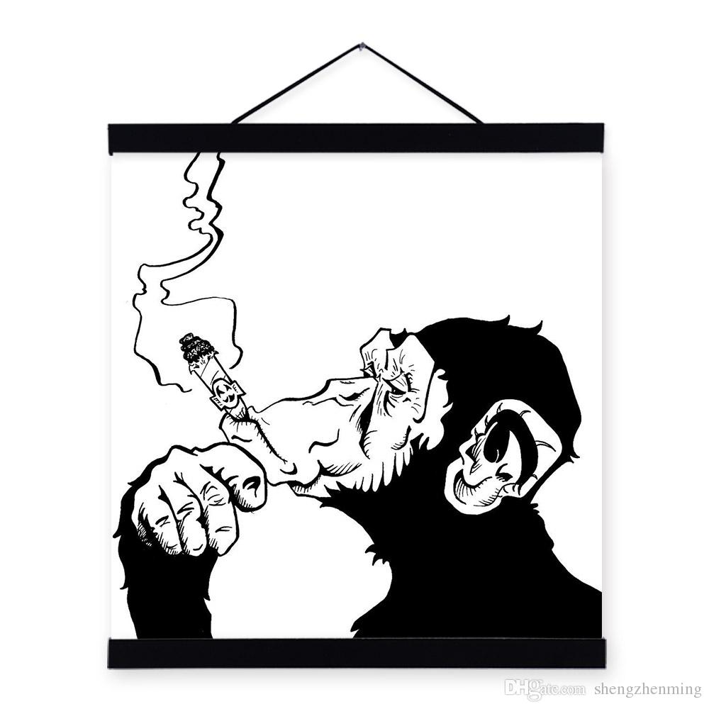 1000x1000 Mild Art Drawings Smoking Gorilla Chimpanzee Black White Fashion