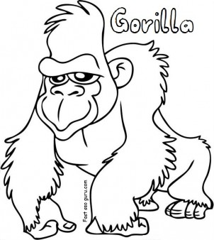 302x338 Free Printable Gorilla Coloring Sheets