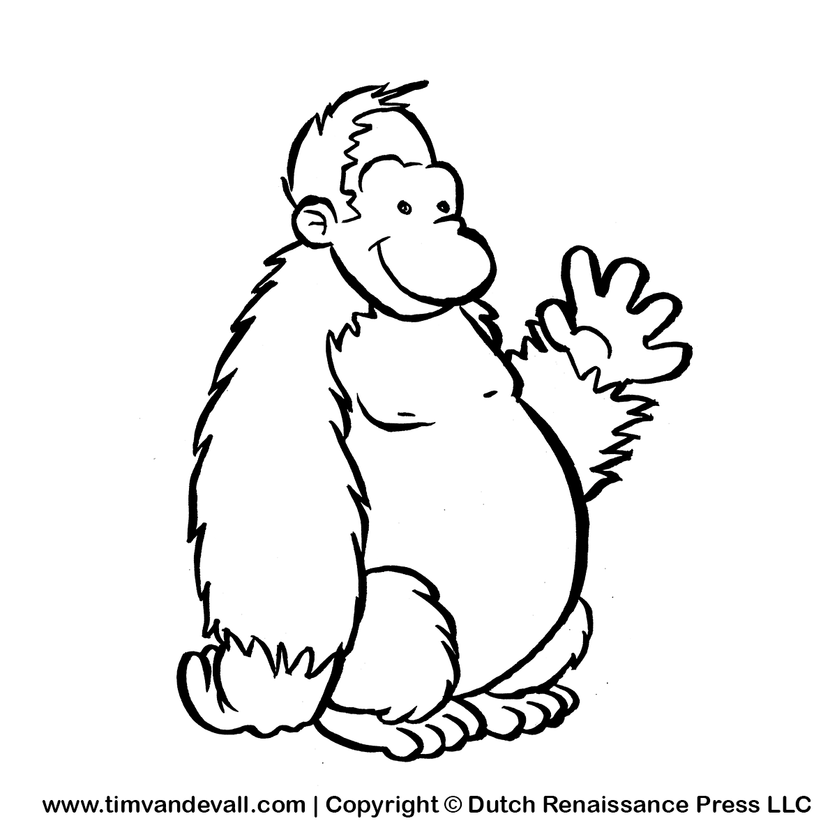 1200x1200 Gorilla Clipart Black And White