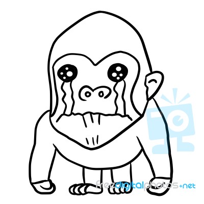 400x400 Drawing Line Art Gorilla Cry Stock Image