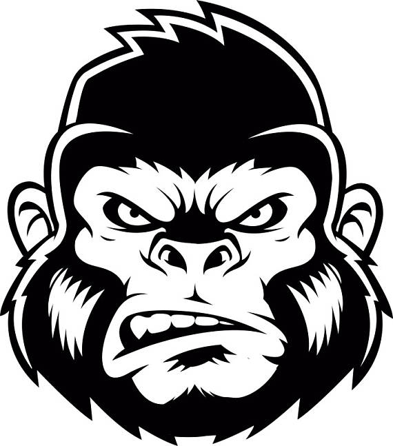 570x647 Gorilla 2 Ape Head Growling Kong Head Mean Monkey Mascot Svg