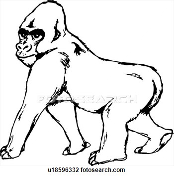 350x353 Gorilla Clipart Black And White Clipart Panda