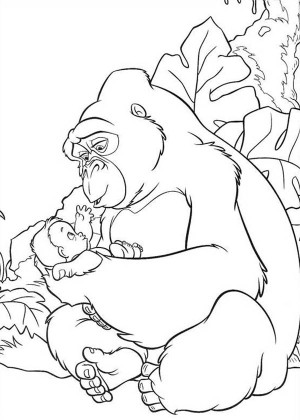 300x420 Gorilla With Hands On Hips Coloring Page Free Amp Printable