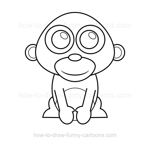 500x481 How To Draw Easy Figures. How To Draw A Cartoon Gorilla Step 17