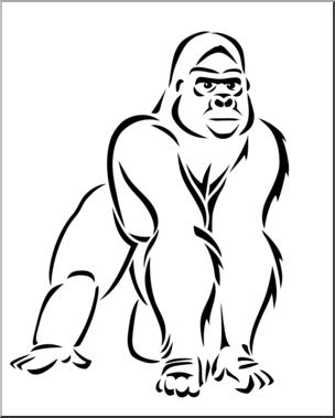 304x379 Clip Art Gorilla 2 Bampw I Abcteach