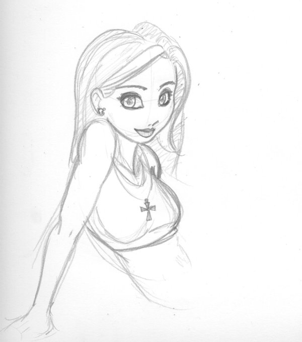 600x681 Goth Girl Sketch By Mysticprogrammer