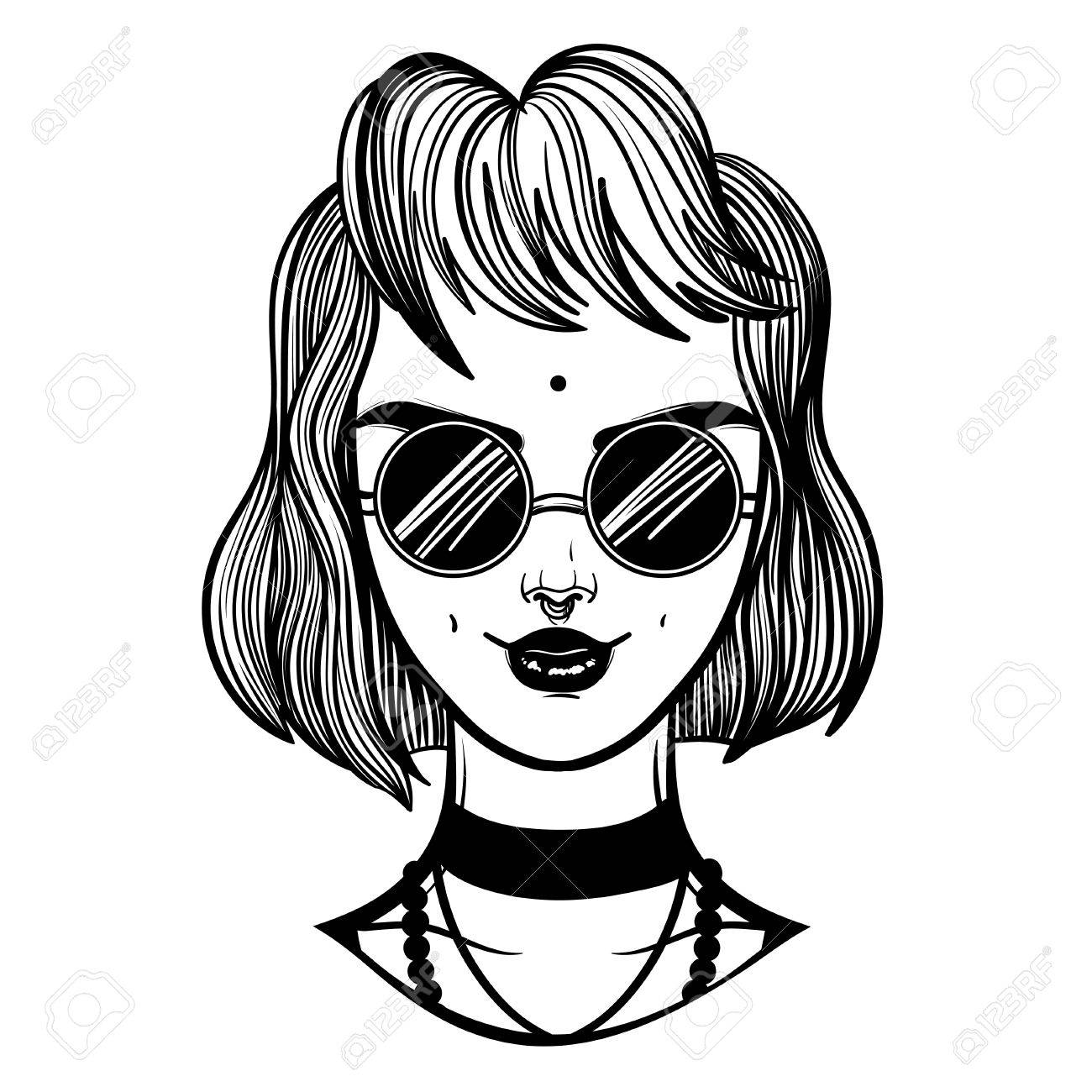 1300x1300 Cute Vector Art Card With Vampire Gothic Girl. Fashion Woman
