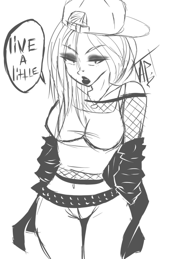 735x1088 Goth Girl Sketch 2 By Opticdeviant