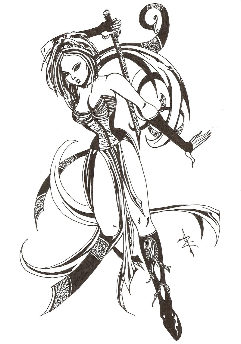 800x1142 Gothic Girl With Sword By Akasha Caduceus