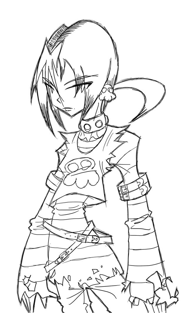 646x1062 Skull Goth Girl Sketch Phase By Franckjp