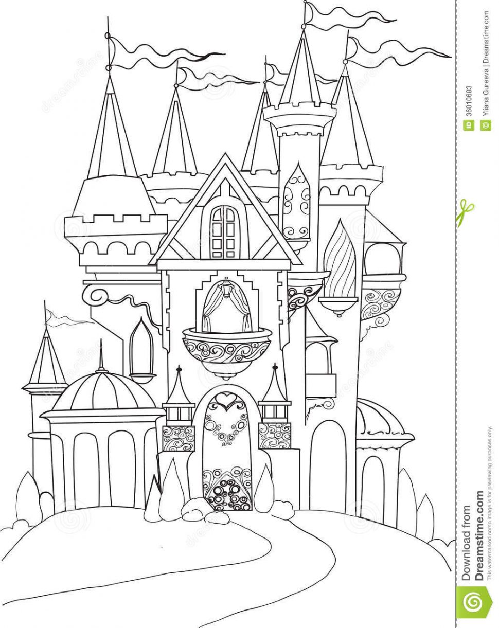 970x1221 Coloring Splendi Castle Coloring Book Drawn Palace Fairytale