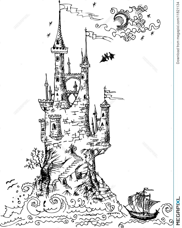 637x800 Gothic Castle From Fairytale Illustration 11821134