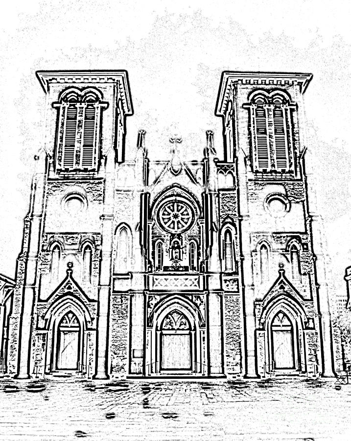 717x900 Cathedral Of San Fernando At Night In San Antonio Texas Black