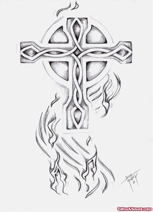 500x691 Elegant Celtic Cross Tattoo Design Tattoo